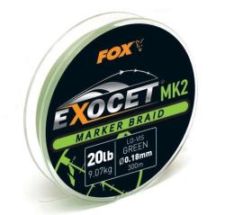 FOX Exocet MK2 Marker Braid Green 300m 0.18mm 20lb - nra na markr